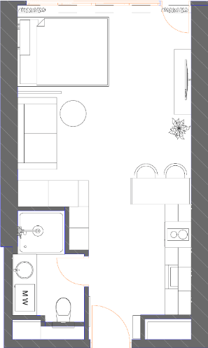 Studio, 34.9 m², of 40
