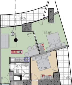 {{roomApartmentOrStudio}}, 56.5 მ², 13 სართული, Alliance Centropolis ბათუმში