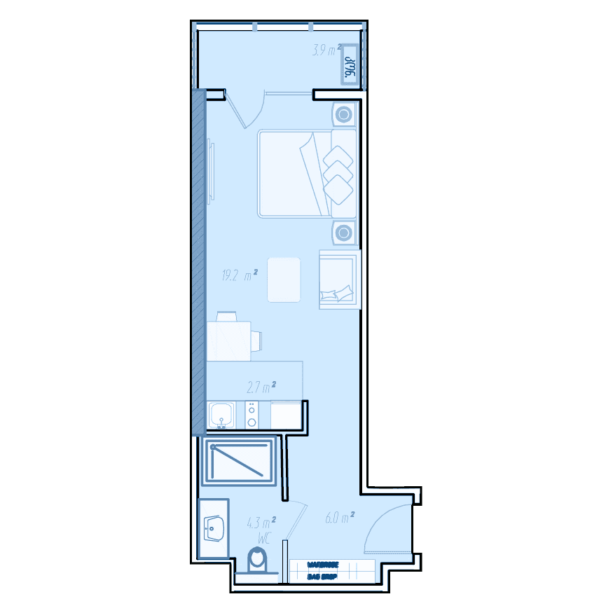 Studio, 37 m², Floor 35