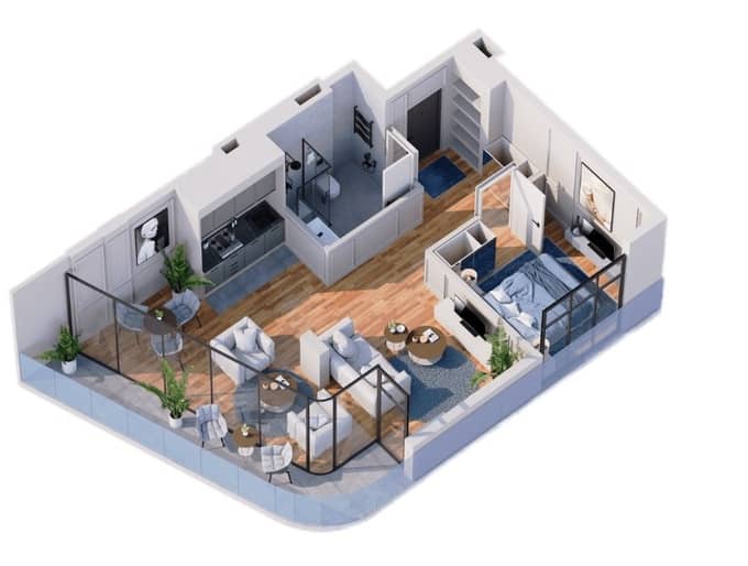 {{roomApartmentOrStudio}}, 54.3 м², 5 этаж в ЖК "OG Residence"