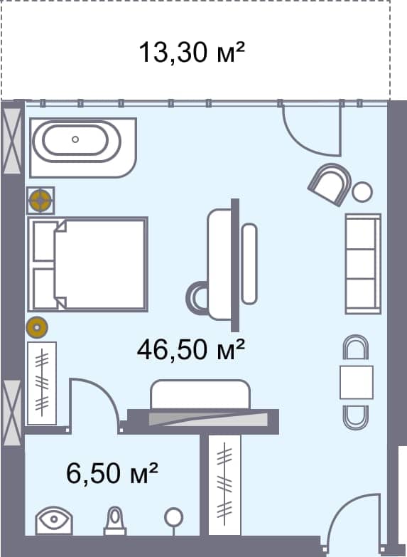 Studio, 66.3 m², Floor 10