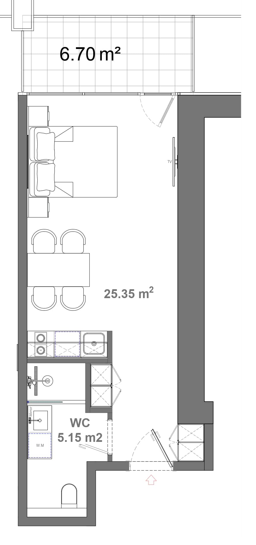 {{roomApartmentOrStudio}}, 37.2 მ², 17 სართული, Ambassadori Island ბათუმში