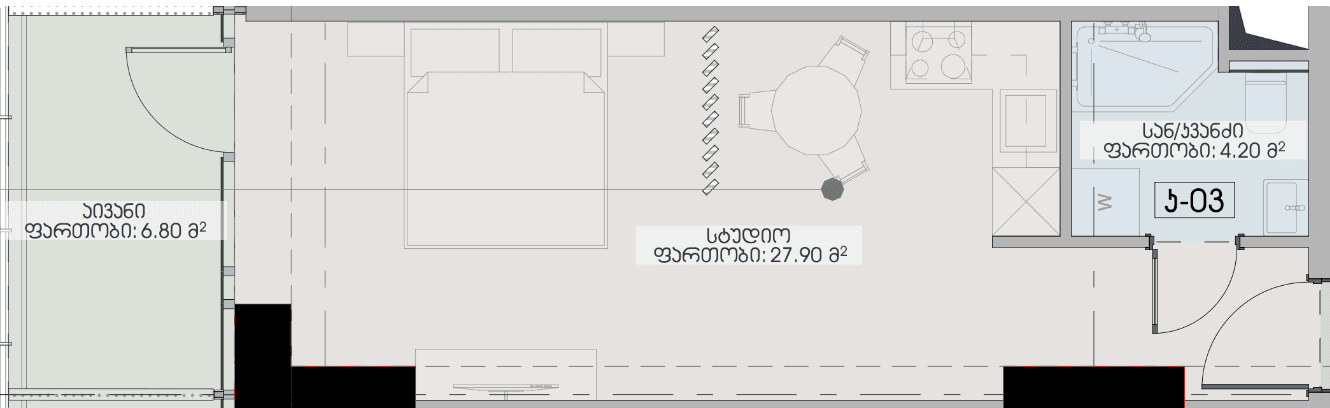 {{roomApartmentOrStudio}}, 38.9 მ², 16 სართული, Geuz Towers ბათუმში