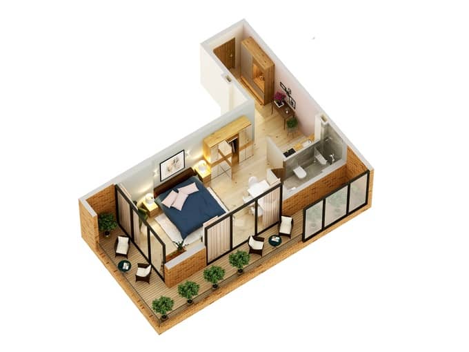 {{roomApartmentOrStudio}}, 59.6 მ², 11 სართული, Boulevard Residence ბათუმში