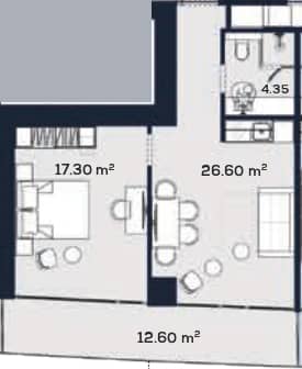 {{roomApartmentOrStudio}}, 60.85 м², 48 этаж в ЖК "Alliance Centropolis"