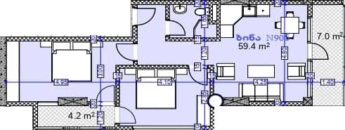 {{roomApartmentOrStudio}}, 70.6 მ², 9 სართული, Modern Ultra ბათუმში