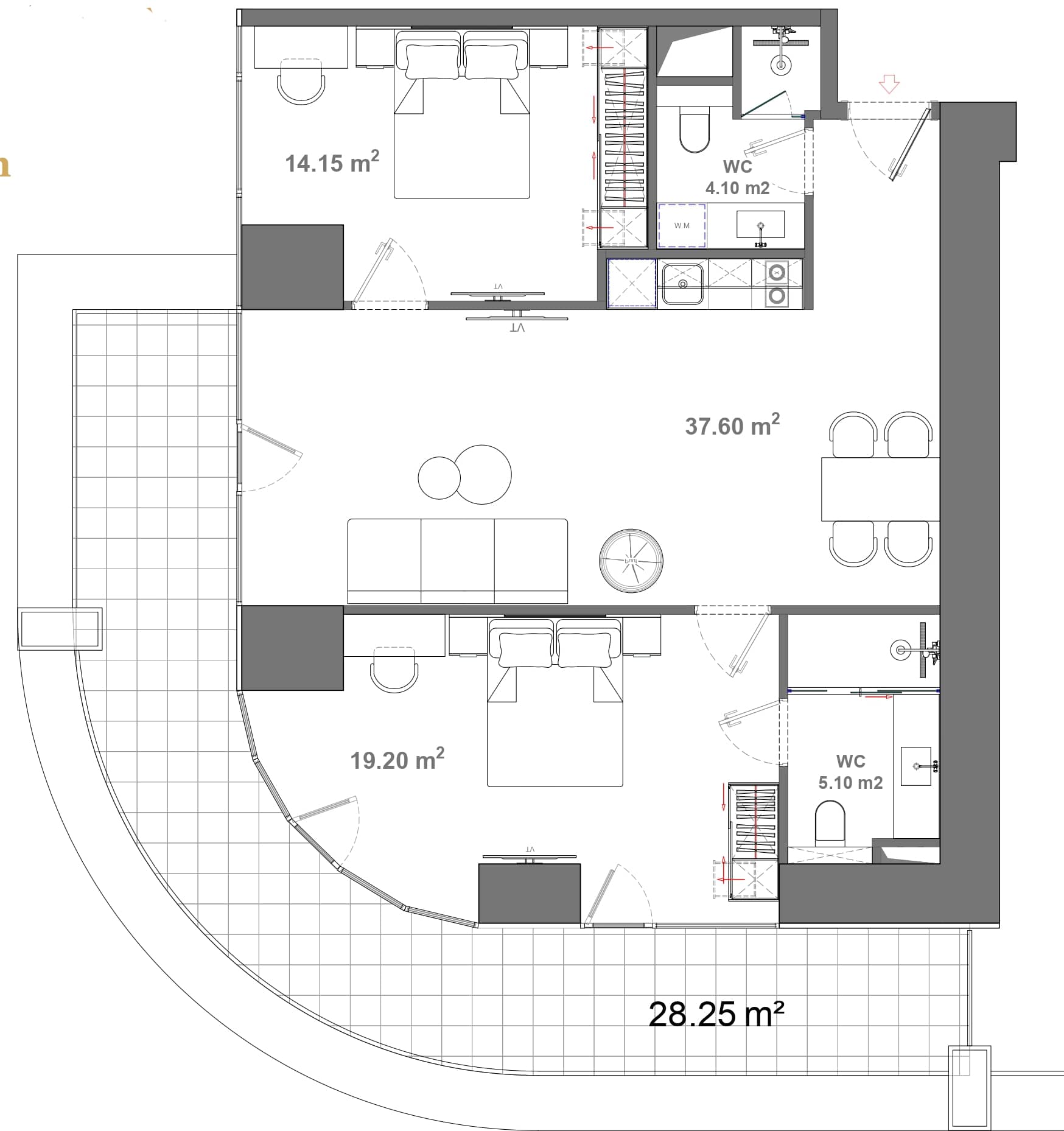 {{roomApartmentOrStudio}}, 108.4 მ², 5 სართული, Ambassadori Island ბათუმში