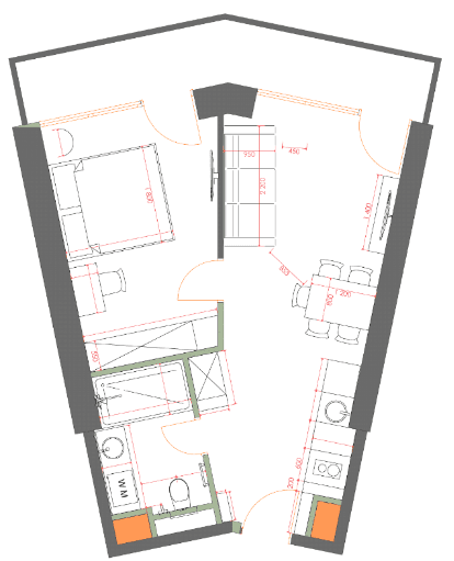 {{roomApartmentOrStudio}}, 49.63 მ², 39 სართული, 7th Heaven Residence ბათუმში