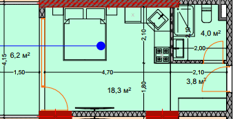 Studio, 32.7 m², Floor 6