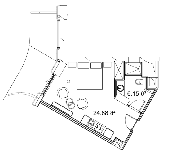 {{roomApartmentOrStudio}}, 44.15 m², 3 floor, Next Collection in Batumi