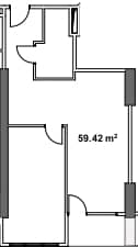{{roomApartmentOrStudio}}, 59.42 м², 11 этаж в ЖК "STATUS HOUSE"