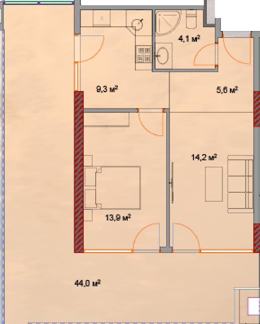 {{roomApartmentOrStudio}}, 93.4 м², 8 этаж в ЖК "Horizon Grand Residence"