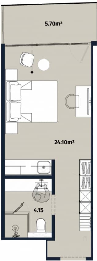 {{roomApartmentOrStudio}}, 33.95 მ², 45 სართული, Alliance Centropolis ბათუმში