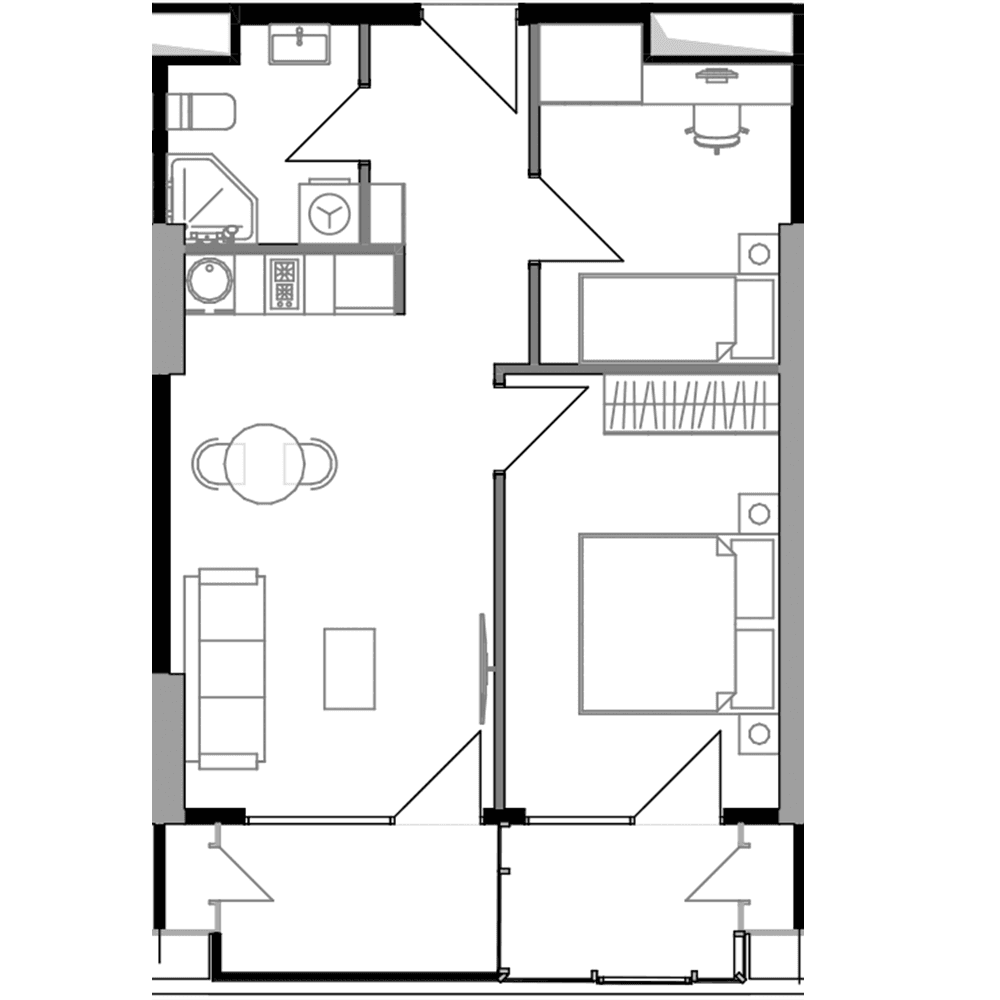 2-room, 57.1 m²