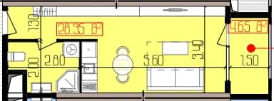 {{roomApartmentOrStudio}}, 40.29 m², 27 floor, Intourist Residence in Batumi
