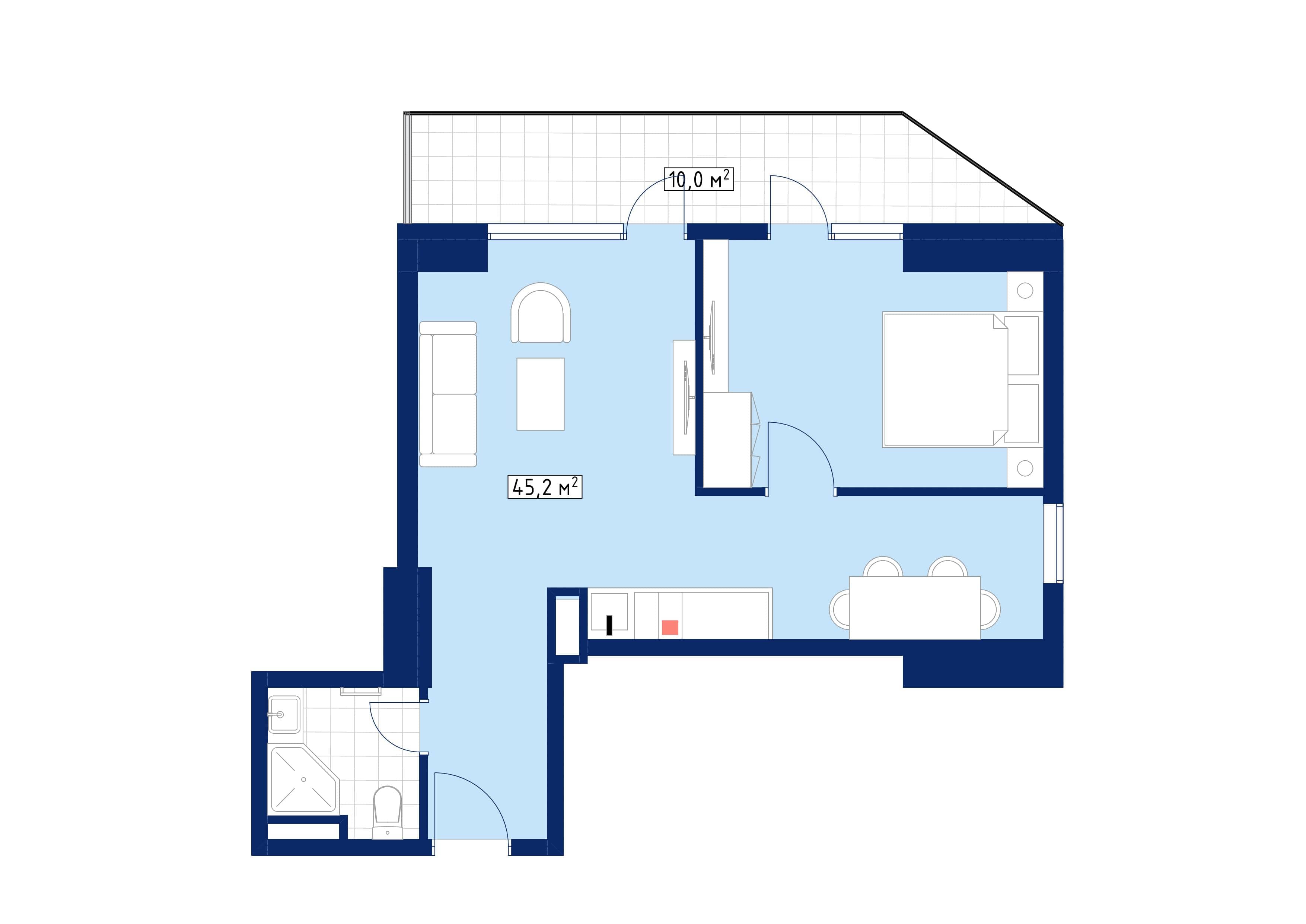 {{roomApartmentOrStudio}}, 57 მ², 39 სართული, Calligraphy Towers ბათუმში