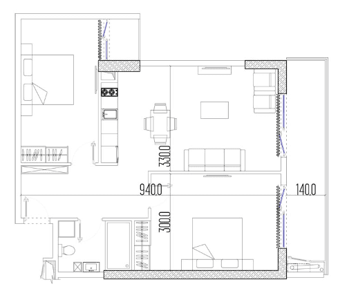 3-room, 72.8 m², Floor 33