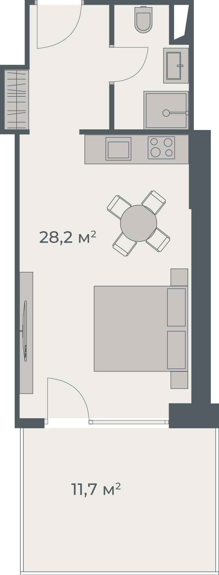 {{roomApartmentOrStudio}}, 39.9 м², 28 этаж в ЖК "One"