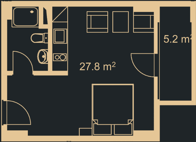 {{roomApartmentOrStudio}}, 32.1 მ², 15 სართული, Green Side Gonio ბათუმში