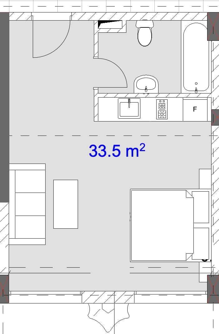 1-room, 33.5 m², Floor 1