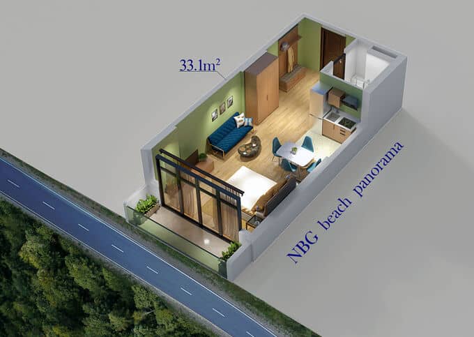 {{roomApartmentOrStudio}}, 33.1 მ², 21 სართული, NBG Beach Panorama ბათუმში