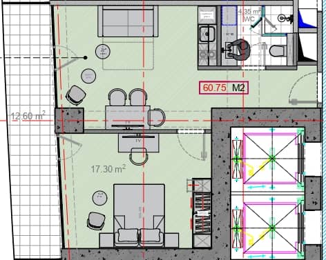 {{roomApartmentOrStudio}}, 60.75 მ², 45 სართული, Alliance Centropolis ბათუმში