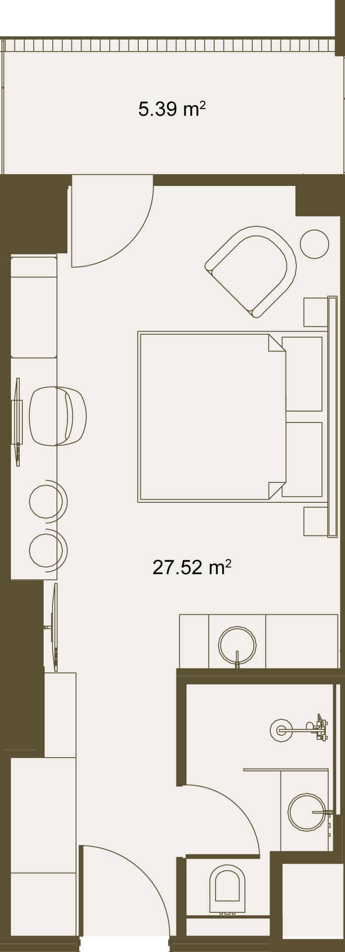 სტუდიო, 32.91 მ², 19 სართული, Radisson Residences ბათუმში
