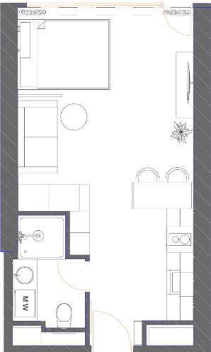 {{roomApartmentOrStudio}}, 42.15 მ², 24 სართული, 7th Heaven Residence ბათუმში