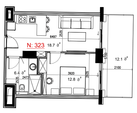 {{roomApartmentOrStudio}}, 50.14 м², 3 этаж в ЖК "Next Collection"