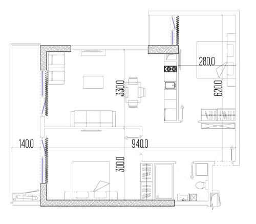 {{roomApartmentOrStudio}}, 72.6 m², 28 floor, Intourist Residence in Batumi