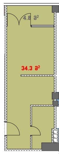 {{roomApartmentOrStudio}}, 34.3 მ², 3 სართული, White House ბათუმში