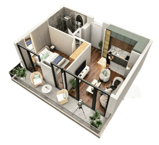 {{roomApartmentOrStudio}}, 49.4 მ², 6 სართული, Tekto Rakurs ბათუმში