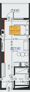 {{roomApartmentOrStudio}}, 39.5 m², 3 floor, Stay & Rent in Batumi