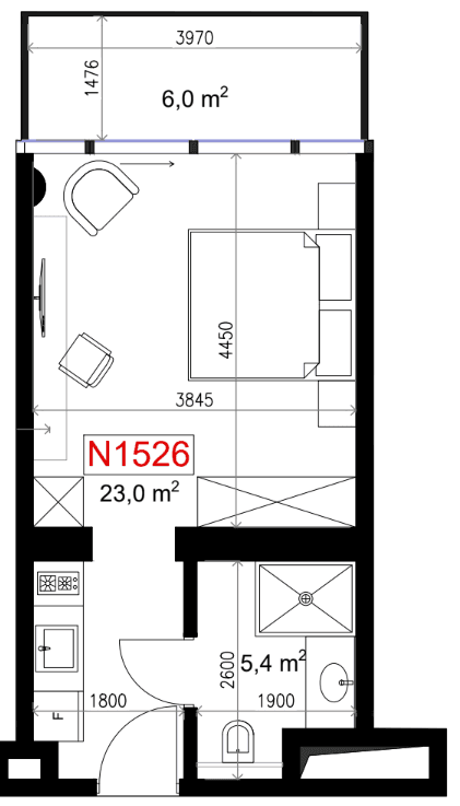 {{roomApartmentOrStudio}}, 34.4 м², 15 этаж в ЖК "Next Address"