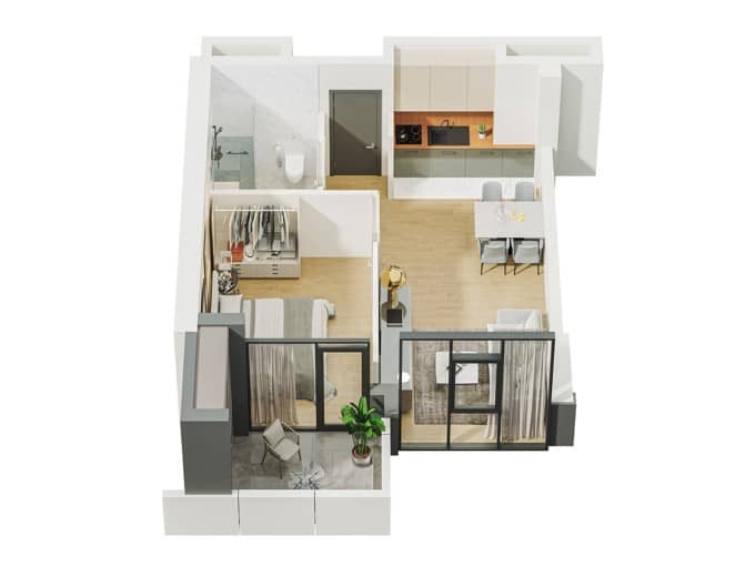 {{roomApartmentOrStudio}}, 44.5 მ², 22 სართული, Arcon Batumi Residence ბათუმში