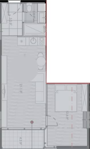 {{roomApartmentOrStudio}}, 47.6 მ², 8 სართული, Novotel Living ბათუმში