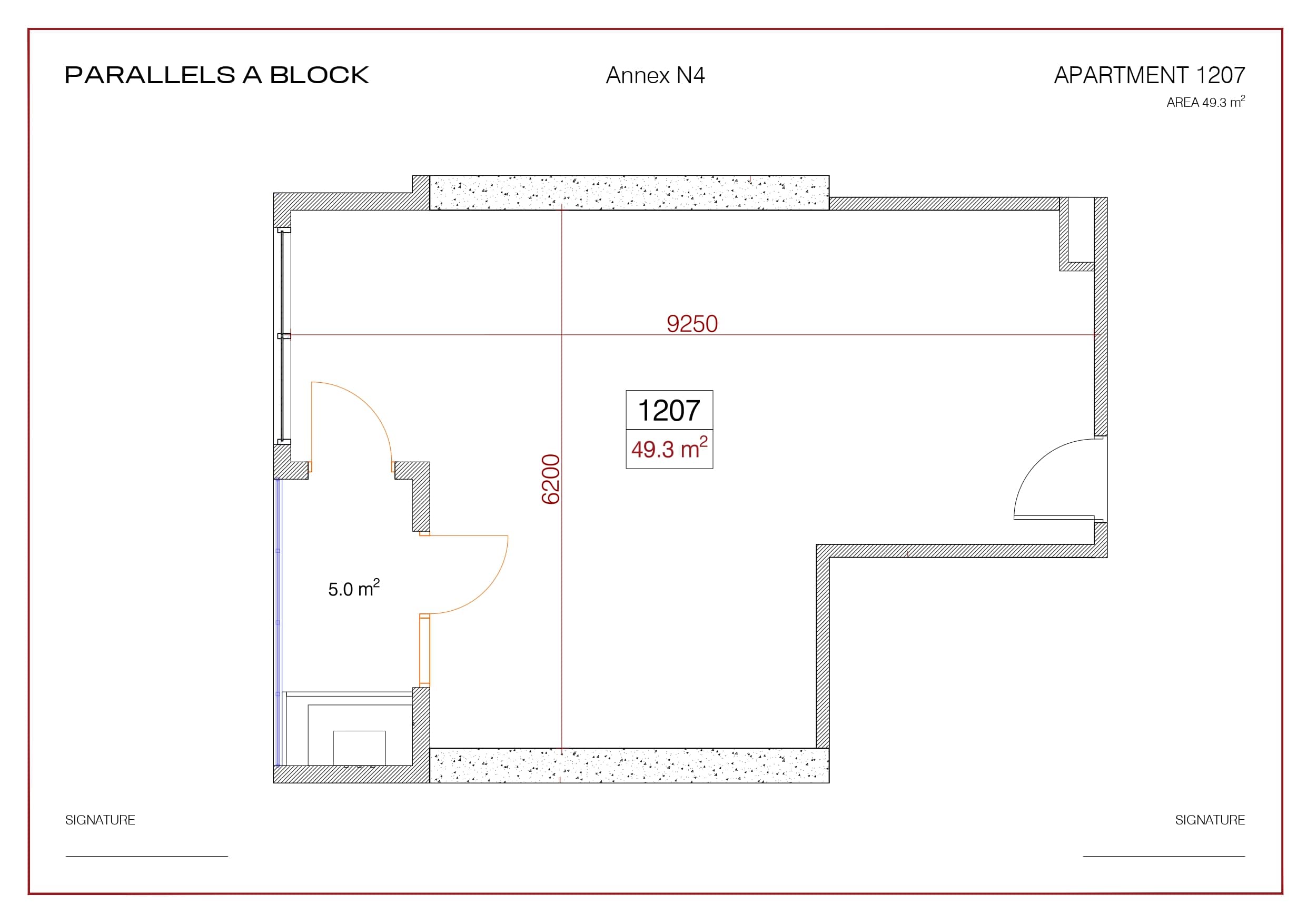 一居室, 49.3 m²