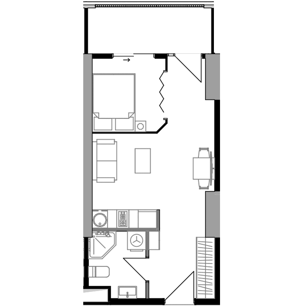 1-room, 37.4 m²
