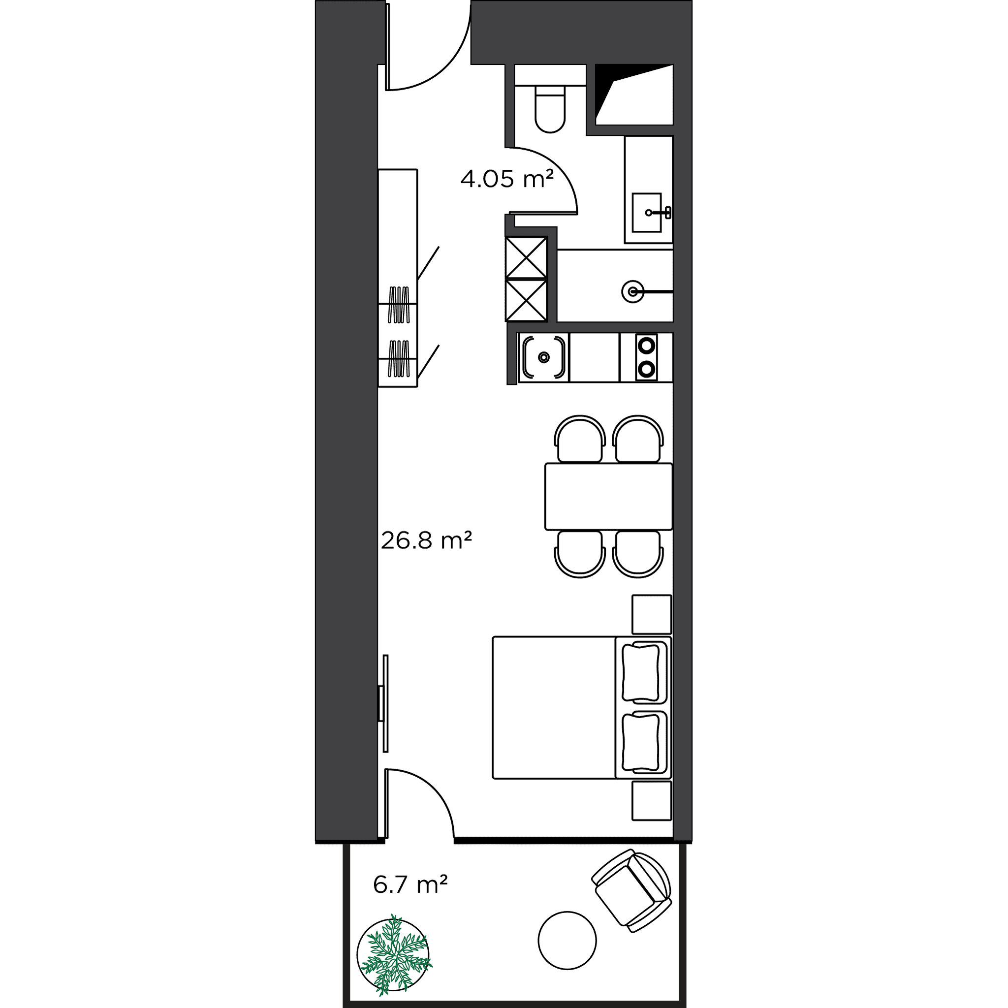 Студия, 38.4 м², из 29