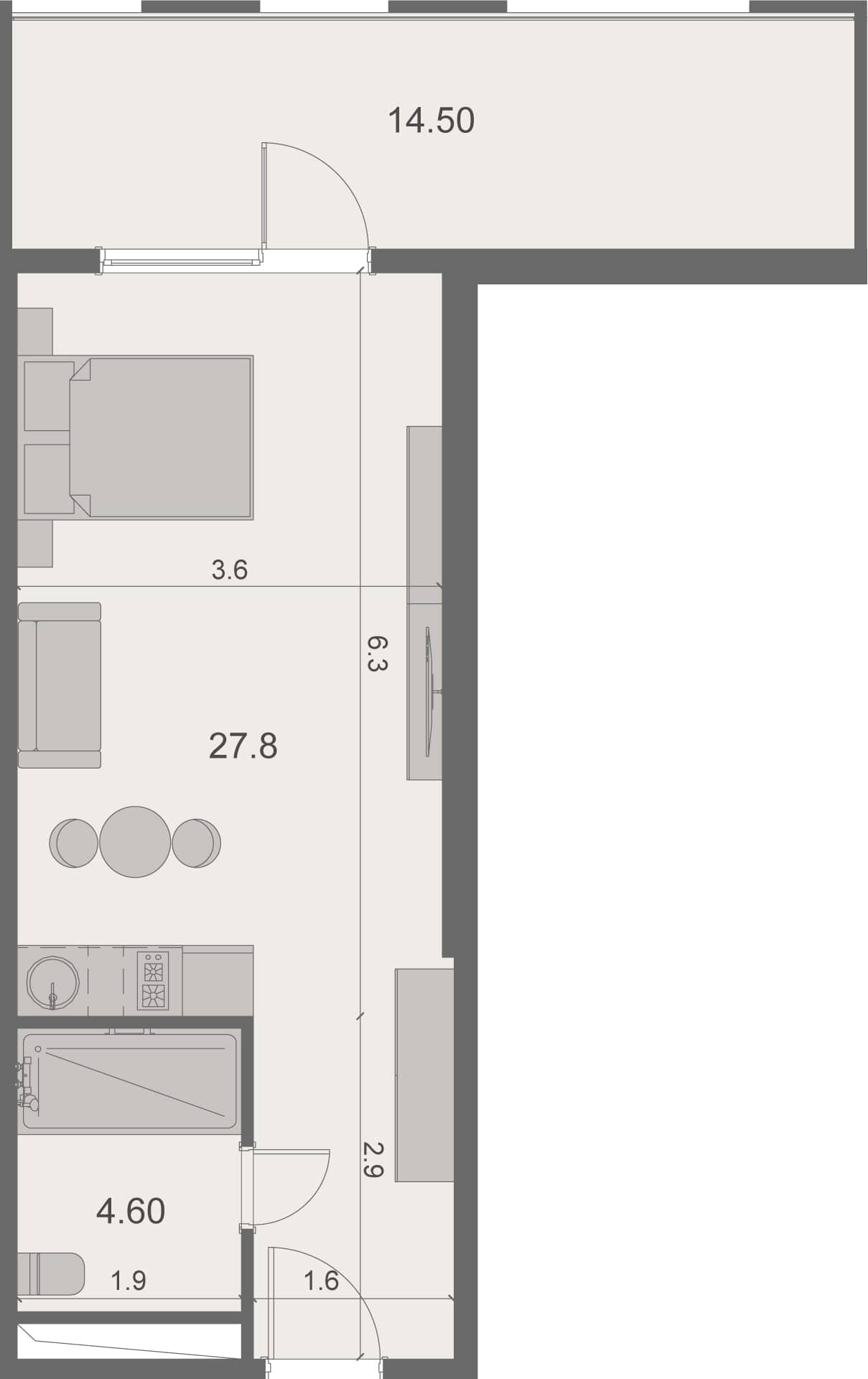 {{roomApartmentOrStudio}}, 46.3 м², 4 этаж в ЖК "Stay & Rent"