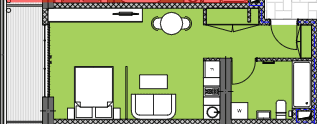 {{roomApartmentOrStudio}}, 41.8 m², 17 floor, Palm Residence in Batumi