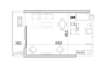 Studio, 47 m², Floor 21