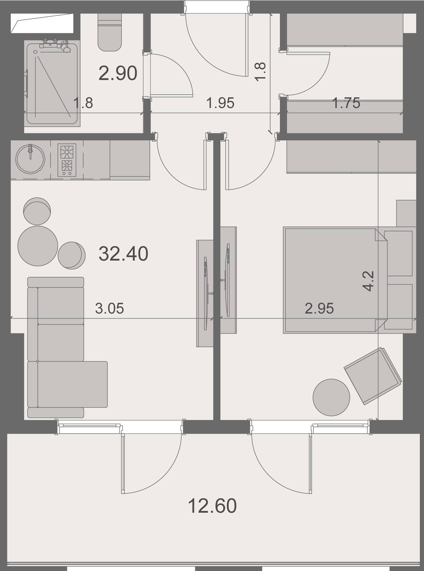 1-комн, 47.9 м², этаж 14