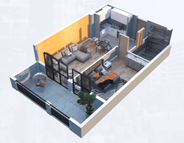 2-комн, 61.8 м²