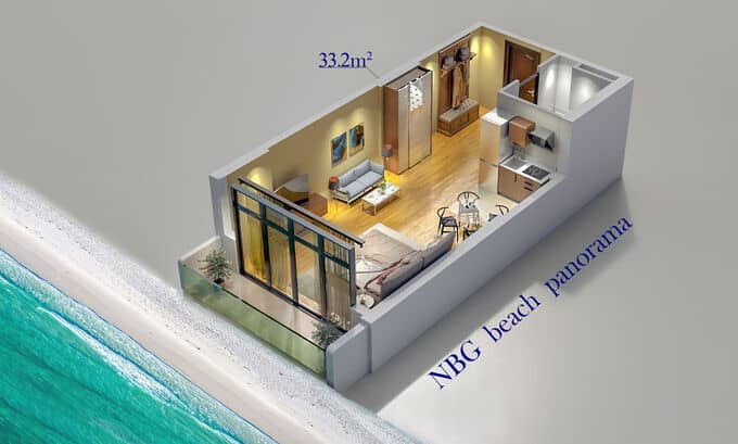 {{roomApartmentOrStudio}}, 28.6 მ², 2 სართული, NBG Beach Panorama ბათუმში
