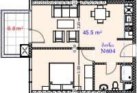 {{roomApartmentOrStudio}}, 52.3 მ², 6 სართული, Aquapark Residence ბათუმში
