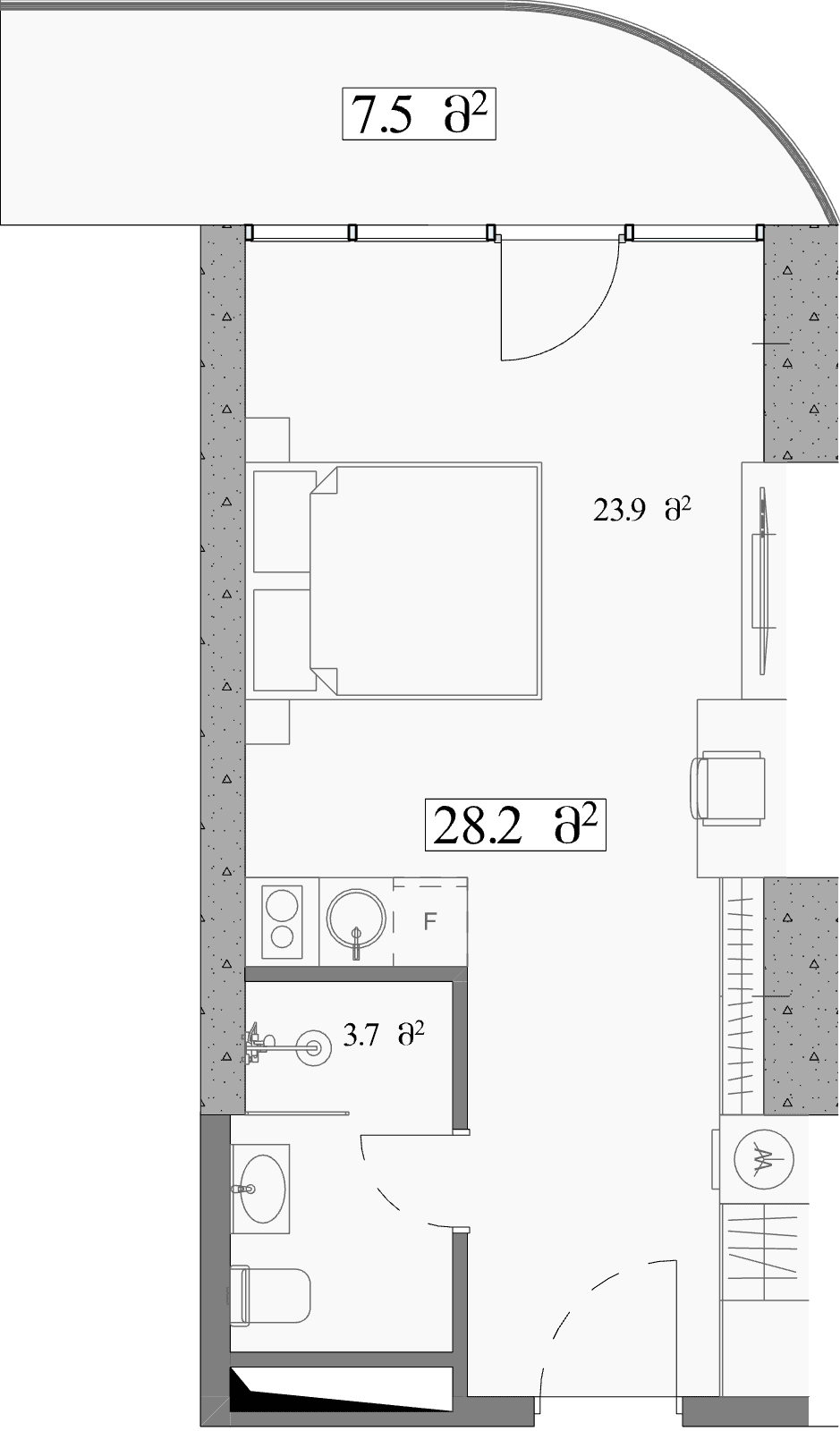Studio, 35.7 m²