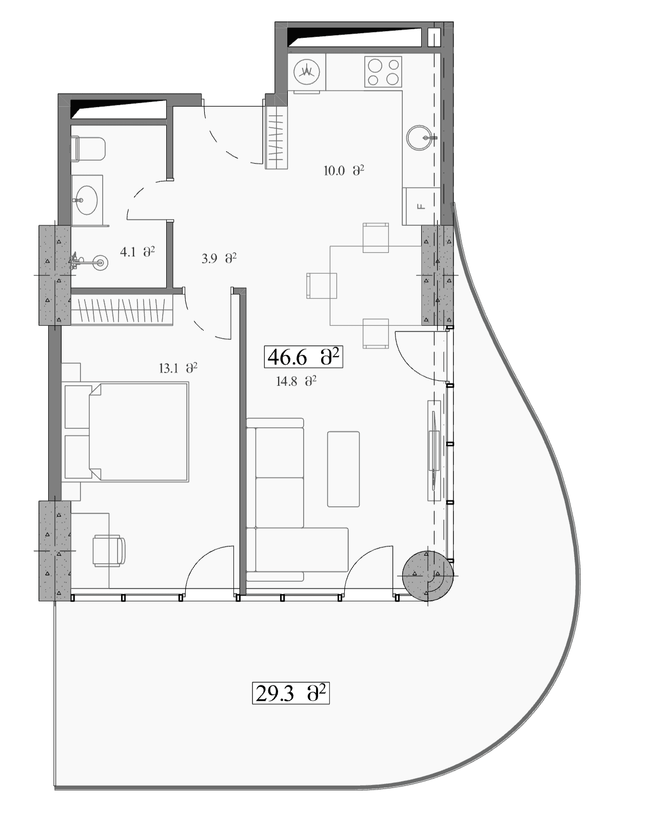 1-комн., 75.9 м²