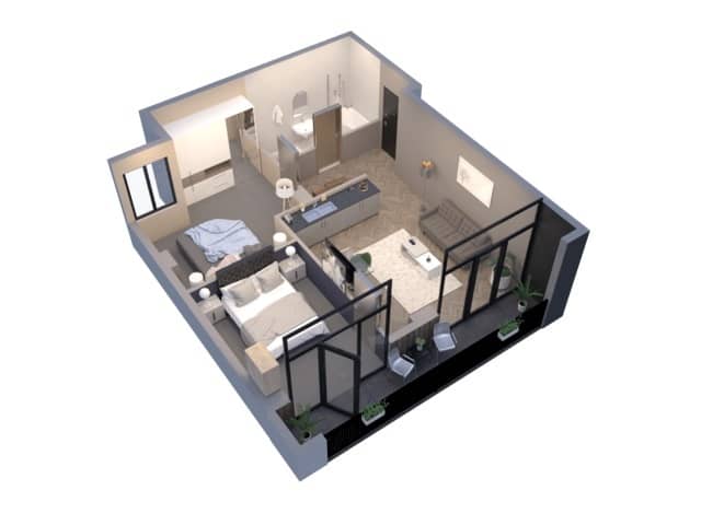 {{roomApartmentOrStudio}}, 66.9 m², 4 floor, Comfort House in Batumi