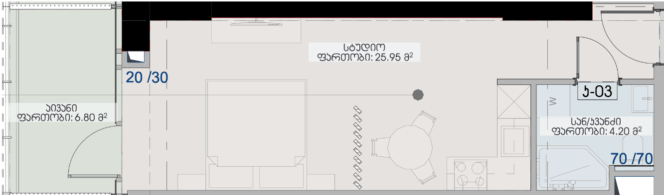 Студия, 37 м², этаж 23